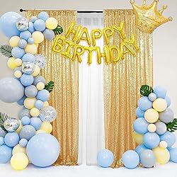 PartyDelight Gold 2FT X 8FT Sparkly Sequin Backdrop