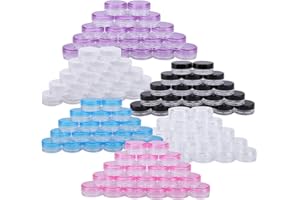 Bekith 120pcs 3 Gram / 3ML Empty Sample Containers with Lids, Plastic Small Pot Jars Clear Tiny Makeup Cosmetic Containers fo