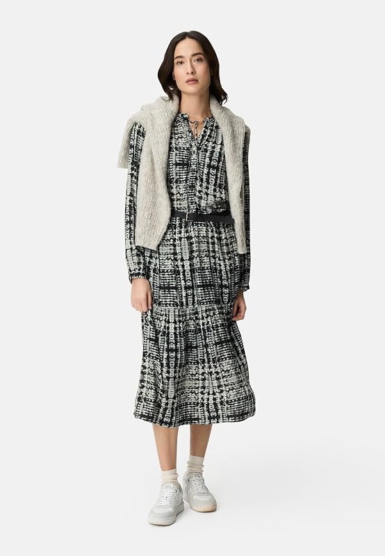 Damen Langarm Kleid aus Reiner Viskose Kaviar AOP, Womenswear-S
