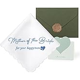 Mother of The Bride Handkerchief Wedding Handkerchiefs Something Blue Gifts for Mother Keepsake Bridal Hanky for Happy Tears