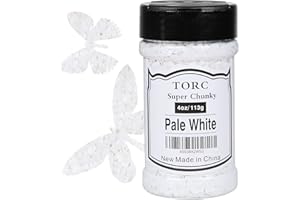 TORC Pale White Chunky Glitter 4 OZ Glitter for Resin Crafts Arts Nail Art Cosmetic Festival Makeup 1/10 (2.5 mm)