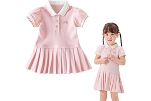 DAVE & BELLA DAVE&BELLA Toddler Girls Polo Dress Short Sleeve Golf Tennis Dress A-Line Playwear Sundress Cotton Baby Girls' School Uniform