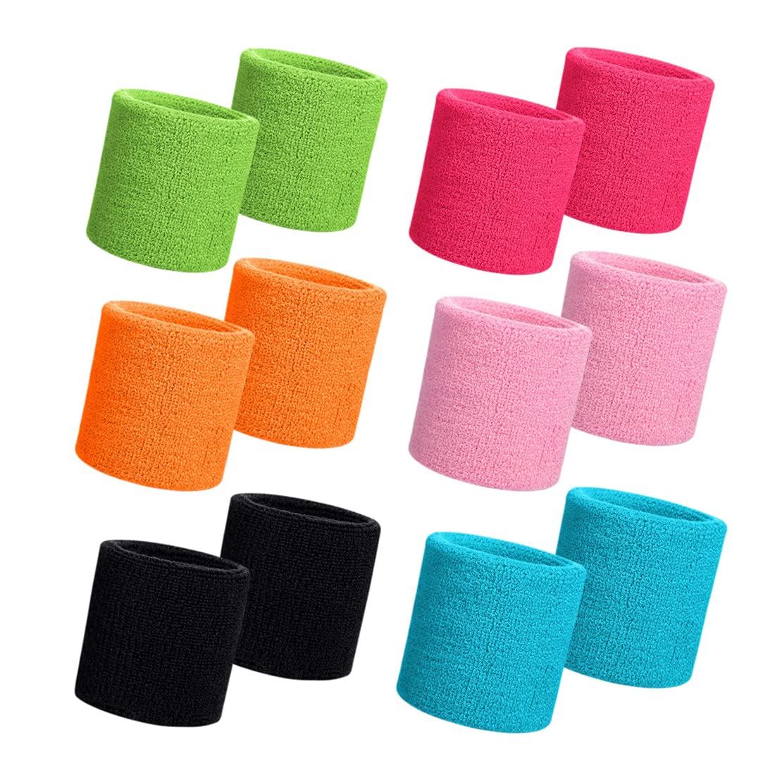 Semazz Wristband Sports,6 Pair Wristband Cotton Elastic Sweatbands Athletic Cotton Sweat Band for Unisex Women Men Badminton Tennis Football Basketball Running Gym Fitness