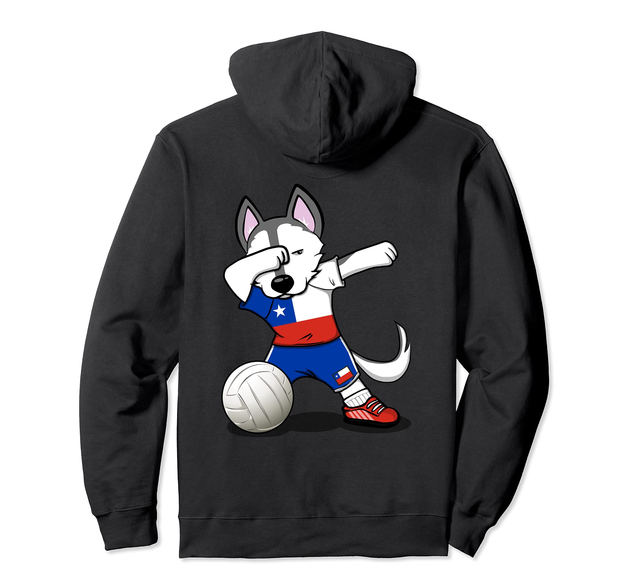 Dabbing Husky Dog Chile Volleyball Fans Jersey Chilean Flag Pullover Hoodie
