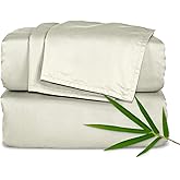 Pure Bamboo Queen Sheets, Genuine 100% Organic Viscose Derived from Bamboo Bed Sheet Set, Luxuriously Soft & Cooling, Double Stitching, 2 Year Quality Promise (Queen, Birch)