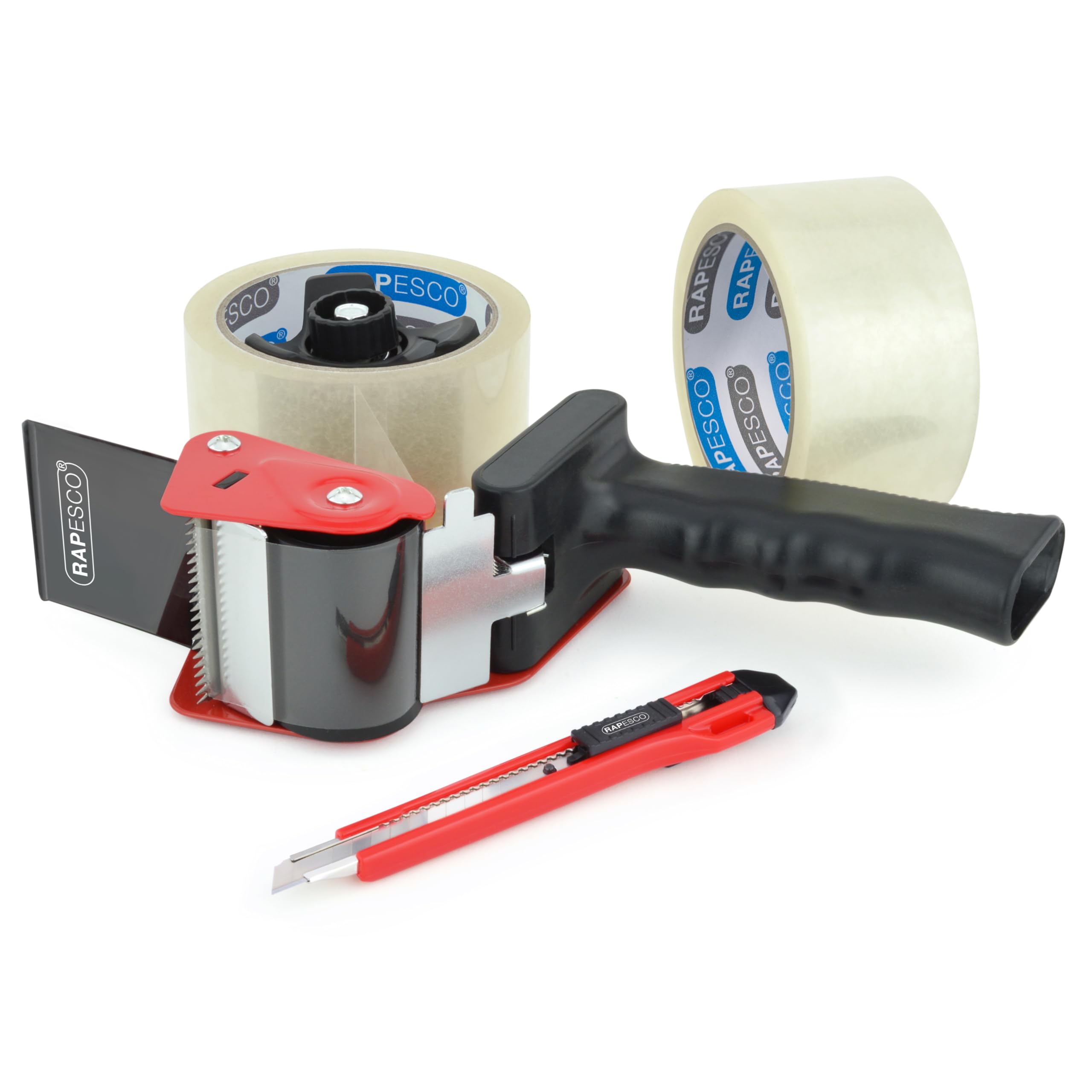 Rapesco 1557 Germ-Savvy Antibacterial 960 Packing Tape Dispenser with 2 Clear Packing Tapes