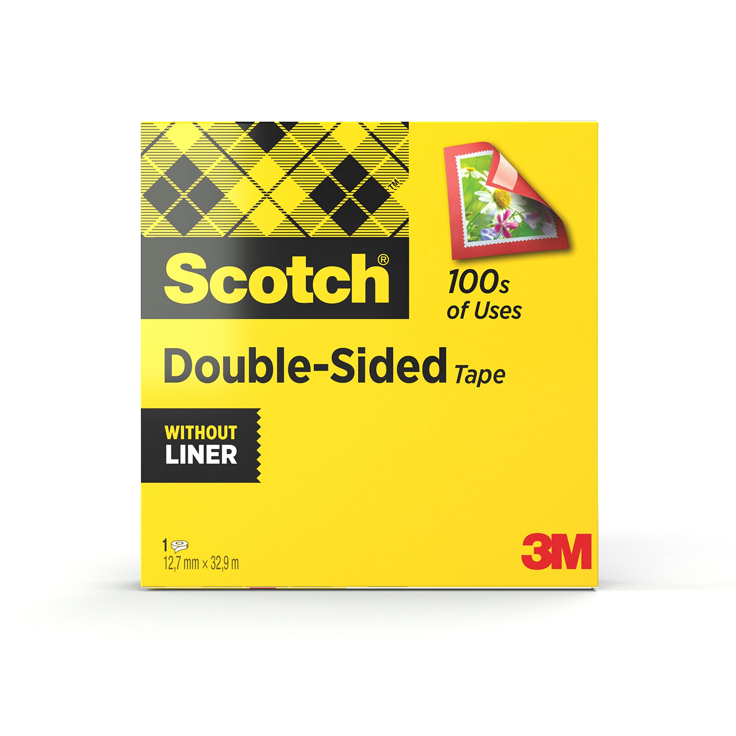 Scotch Double-Sided Tape, 1 Roll, 12 mm x 33 m - Clear Double Sided Tape, for Christmas Gift Wrapping and Holiday Supplies, No Mess Application