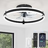 ZMISHIBO Ceiling Fans with Lights and Remote, 19.7'' Low Profile Ceiling Fan, 3000-6000K Dimmable Modern Flush Mount LED Fan 