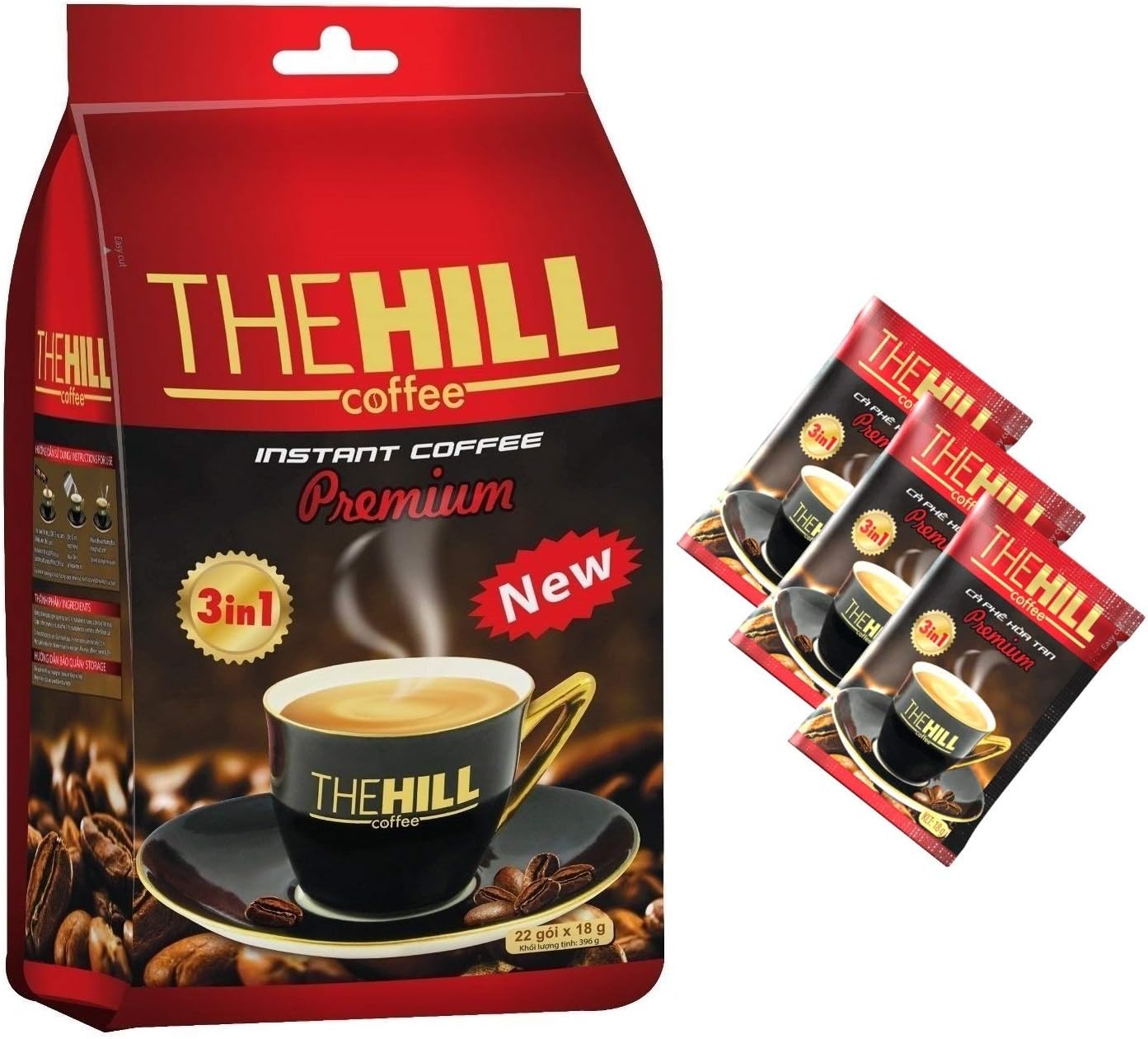 The Hill 3 in 1 Coffee. Best Instant Coffee Packets with Creamer and Sugar. Aromatic Vietnamese Coffee with Coffee Creamer Powder. Original Flavor. 1 Bag of 22 Coffee with Creamer Packets