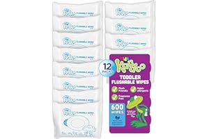 Flushable Wipes for Baby and Kids by Kandoo, Sensitive and Unscented Formula, Hypoallergenic Potty Training Wet Cleansing Cloths, 50 Count, Pack of 12