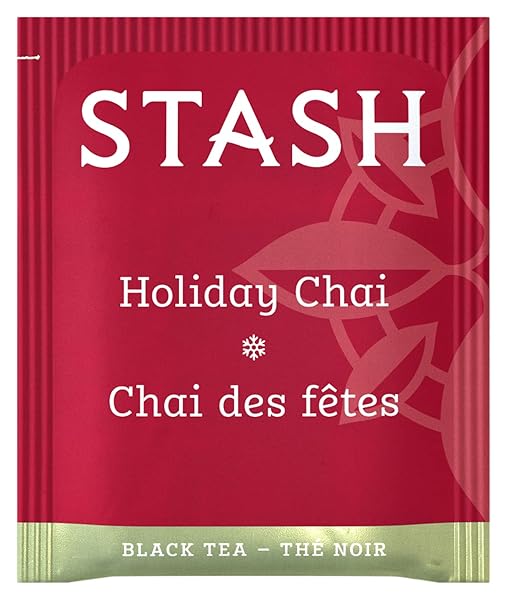 STASH TEA HOLIDAY CHAI TEA 18 COUNT TEA BAGS (PACK OF 6), INDIVIDUAL SPICED BLACK TEA BAGS FOR USE IN TEAPOTS MUGS OR CUPS, BREW HOT TEA OR ICED TEA