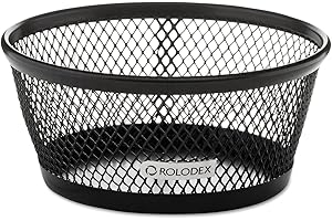 Rolodex 62562 Jumbo Nestable Paper Clip Dish Wire Mesh 4 3/8-Inch Diameter x 2-Inch Black