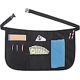 Noverlife 6 Pockets Server Apron with Buckle, Waterproof Waiter Half Apron Unisex 30-50in Belt Serving Aprons for Waiter