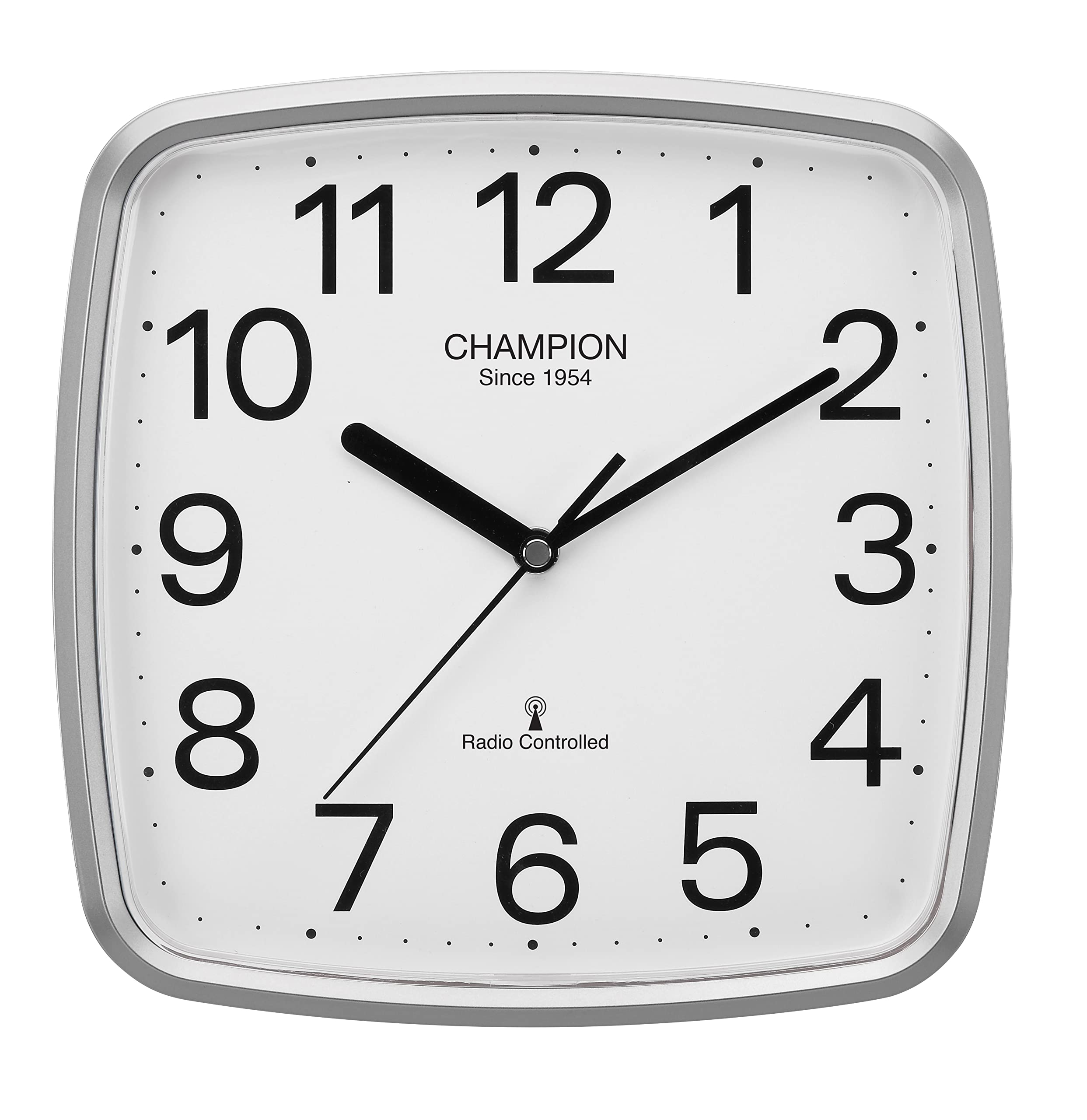 Amms Compacted MSF Signal Radio Controlled Square Cased Quartz Wall Clock (Silver) (RC652BLK)