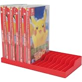 WEIMINLI 16-Game Case Holder &amp; Organizer for Nintendo Switch, Red | ABS organizer holds 16 Nintendo Switch game cases upright; compact desktop rack keeps box spines visible and easy to browse.