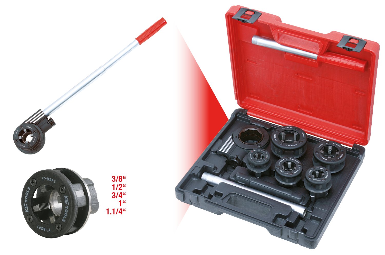 KS Tools 903.3300 3/8-1.1/4-inch Threading Tool Kit (8 Pieces) - Image 3