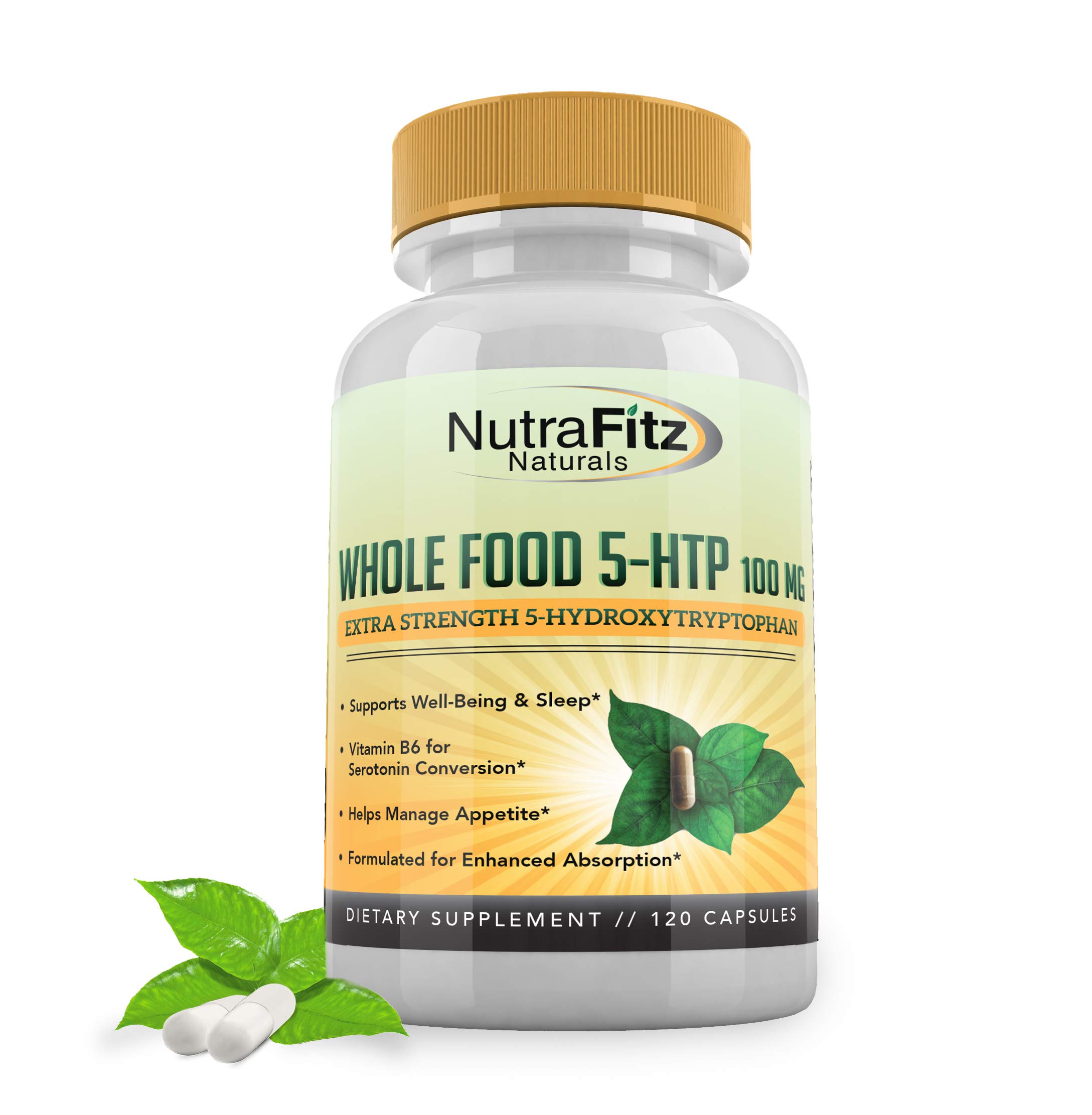 5HTP 100mg Supplement, Plus B6, 5 HTP Organic Whole Food Natural
