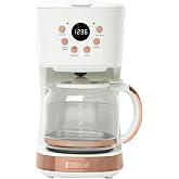 HADEN Coffee Machine, 12 Cup Programmable Drip Coffee Maker | with Auto Shut-Off Function and Reusable Washable Water Filter, Ivory &amp; Copper