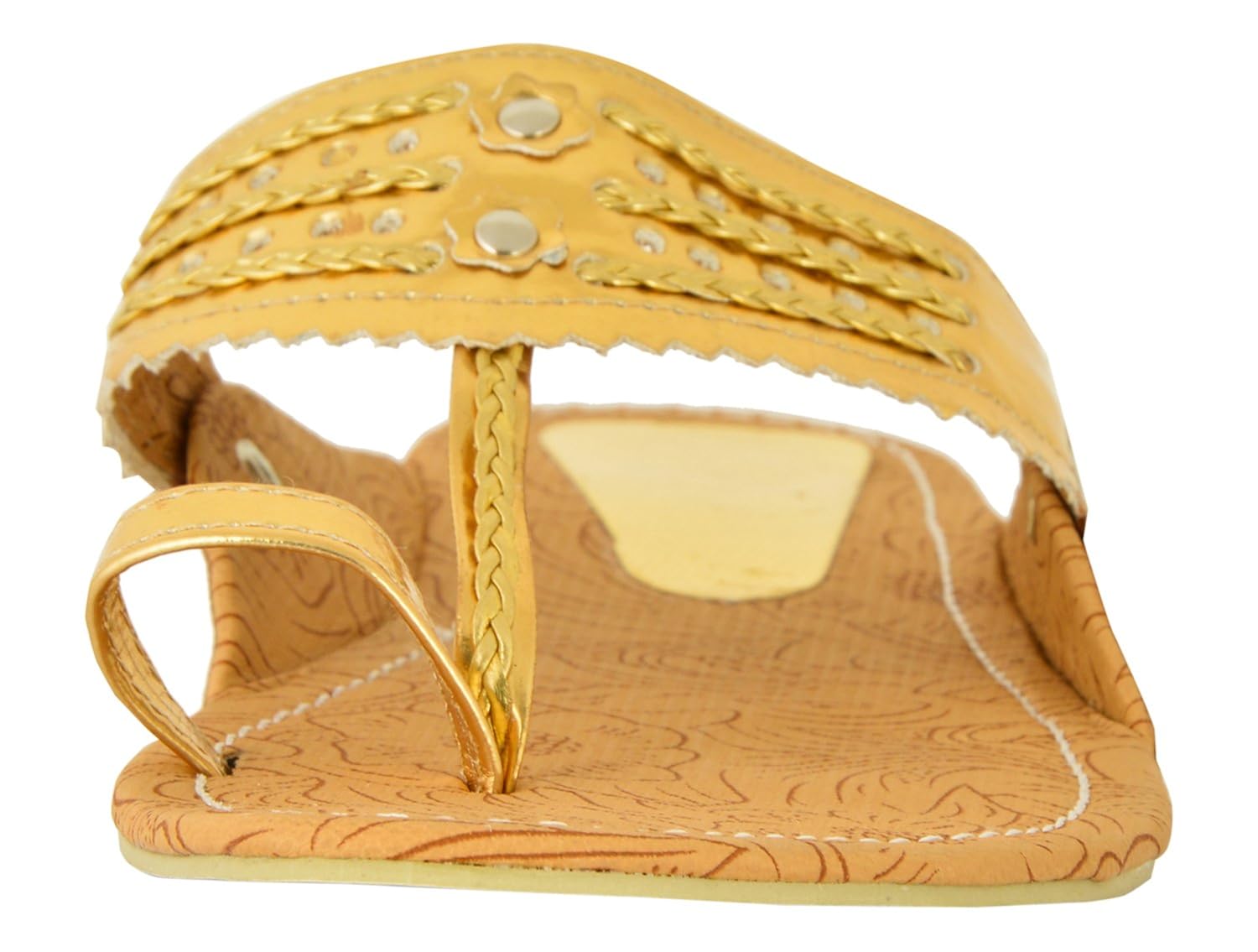 women's golden colore fancy kolhapuri