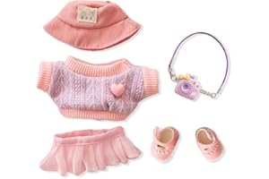 OTozuo Designer Clothes for Dolls Accessories15cm /17cm Doll Clothing Set Replacement Pink Outfit 5Pcs Set (Premium Design-Pink)