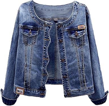 collarless denim jacket women