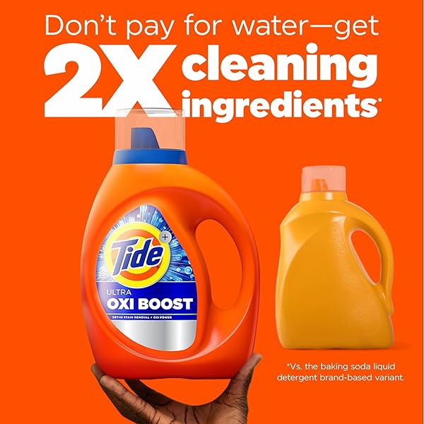 TIDE ULTRA OXI BOOST LIQUID LAUNDRY DETERGENT, 84 FL OZ, 59 LOADS, ADVANCED STAIN REMOVER, LAUNDRY DETERGENT LIQUID WITH EXTRA OXI POWER