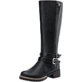 Jeossy Knee High Boots for Women, Classic Tall Riding Boots Low Heel with Inside Zipper Works and Outside Zip Decorative
