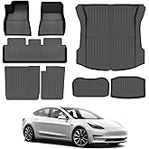 Cacartist Floor Mats & Cargo Liner Custom Fit for Tesla Model 3 2021 2022 2023 Accessories All Weather Waterproof Trunk Mat T