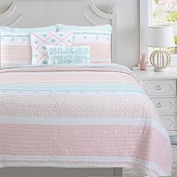 Cozy Line Home Fashions Light Pink Blue Ruffles