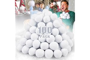 JQTOYD Snowball Fight Set Indoor 100 Pack 1.96 Inch Large Size Fake Snow Fight Ball for Kids Artificial Snow Balls Kids Toys, Winter Snowball Fight Games Xmas Party Decor DIY Supplies Gifts