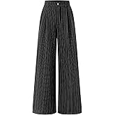 ZESICA Women's Wide Leg Striped Palazzo Pants 2026 Casual High Waist Straight Business Work Dressy Trousers with Pockets