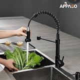 APPASO Kitchen Tap Black 2 Spray Modes Pull Out Spray 360° Stainless Steel view 9