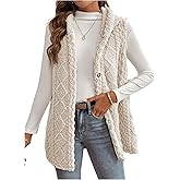 MakeMeChic Women's Fall Faux Fur Vest Outerwear Hooded Sleeveless Button Down Furry Coat