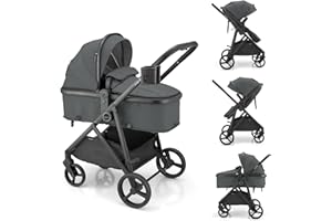 Gromast 3-in-1 Baby Stroller, Convertible Stroller for Newborn Infant Toddler with Reversible Seat, UPF 50+ Canopy & Cup Hold