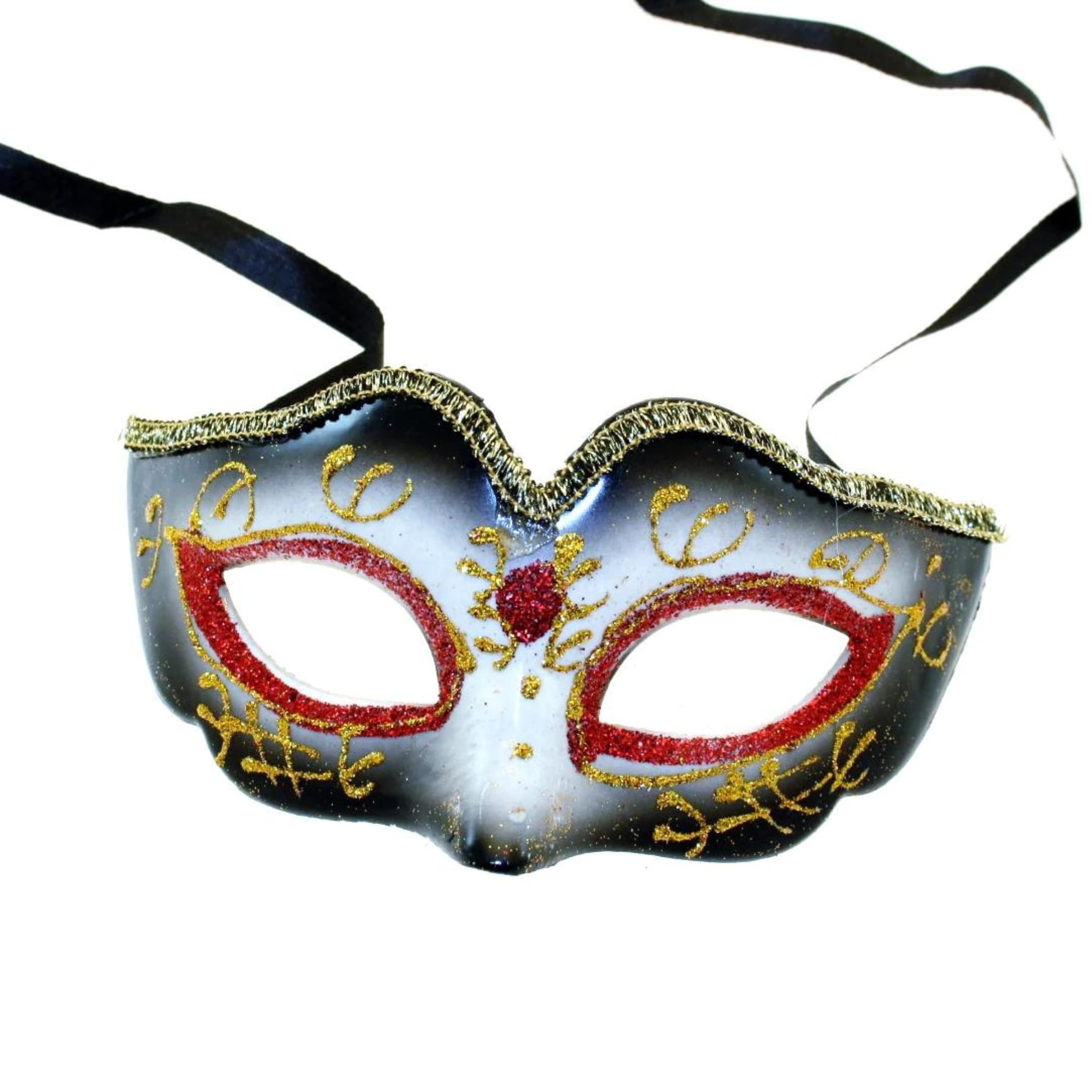 Topkids Accessories Masquerade Mask For Women and Men, Venetian Mask Halloween Mask, Masks for Masquerade Ball, Fancy Dress Adult, Cosplay accessories (Glitter Red, Gold, Black)