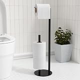 niffgaff Black Free-Standing Toilet Paper Holder 3 Roll Storage Stainless Steel