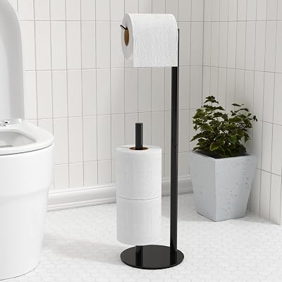 niffgaff Black Free-Standing Toilet Paper Holder 3 Roll Storage Stainless Steel