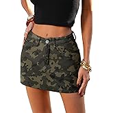 ELLEVEN High Stretchy Mini Skort Skirt for Women,Low Waist Denim Skort Shorts with Pockets