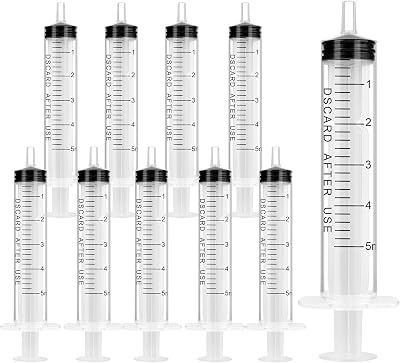 OFFCUP 5ml Plastic Syringes 10pcs No Needle Luer Slip Tip Liquid Measuring