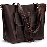 S-ZONE Women Vintage Genuine Leather Tote Bag Large Shoulder Purse Work Handbag
