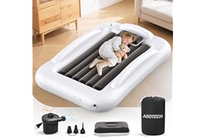 Inflatable Toddler Travel Bed Toddler Blow Up Bed Portable Toddler Bed with Safety Sides Baby Air Mattress with High-Speed Pu