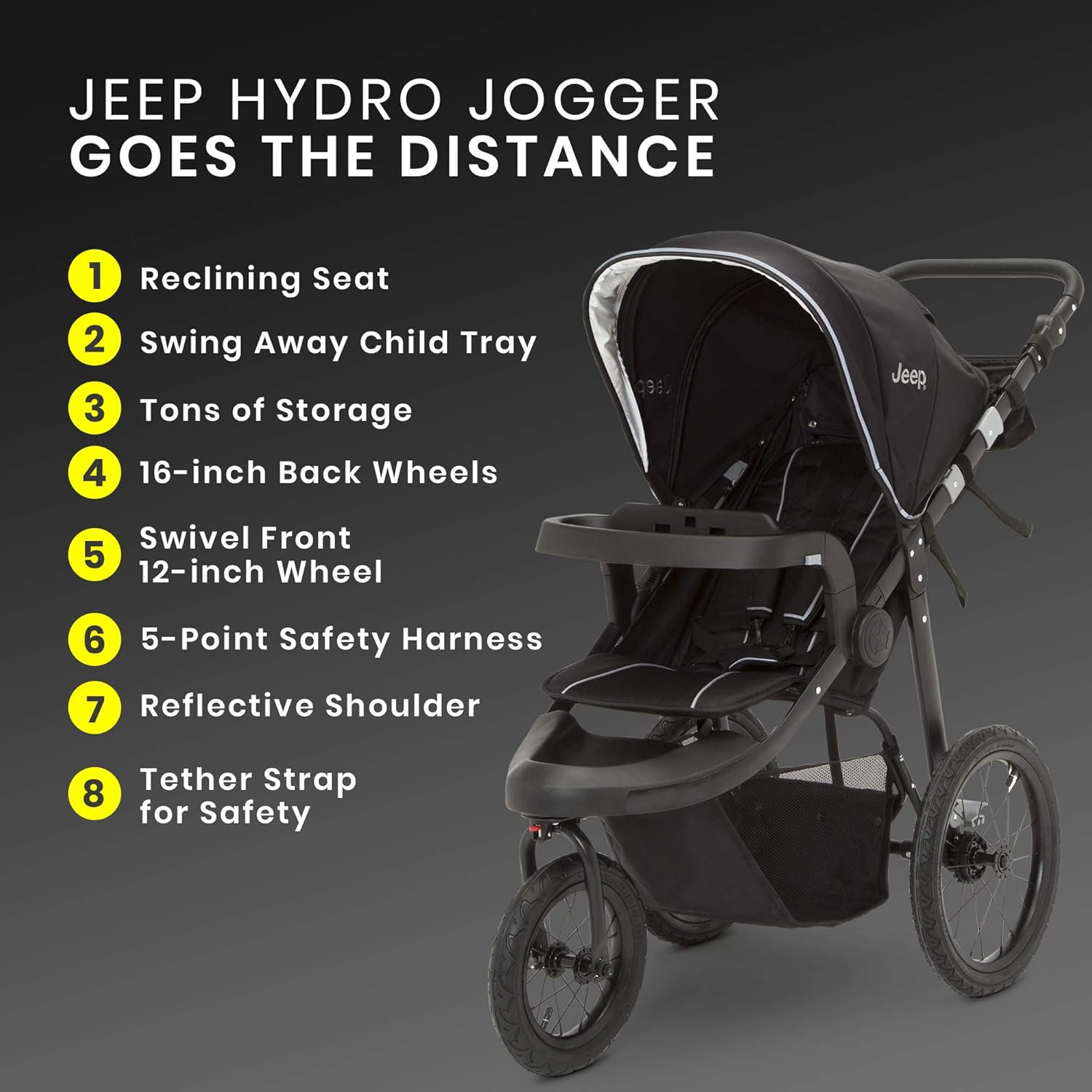 Jeep Hydro Sport Plus Jogger by Delta Children, Black; Includes Car Seat Adapter : Baby