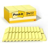 Post-it Notes, 1.38 x 1.88 in, The Iconic Canary Yellow Note, 24 Pads | School Supplies and Office Products