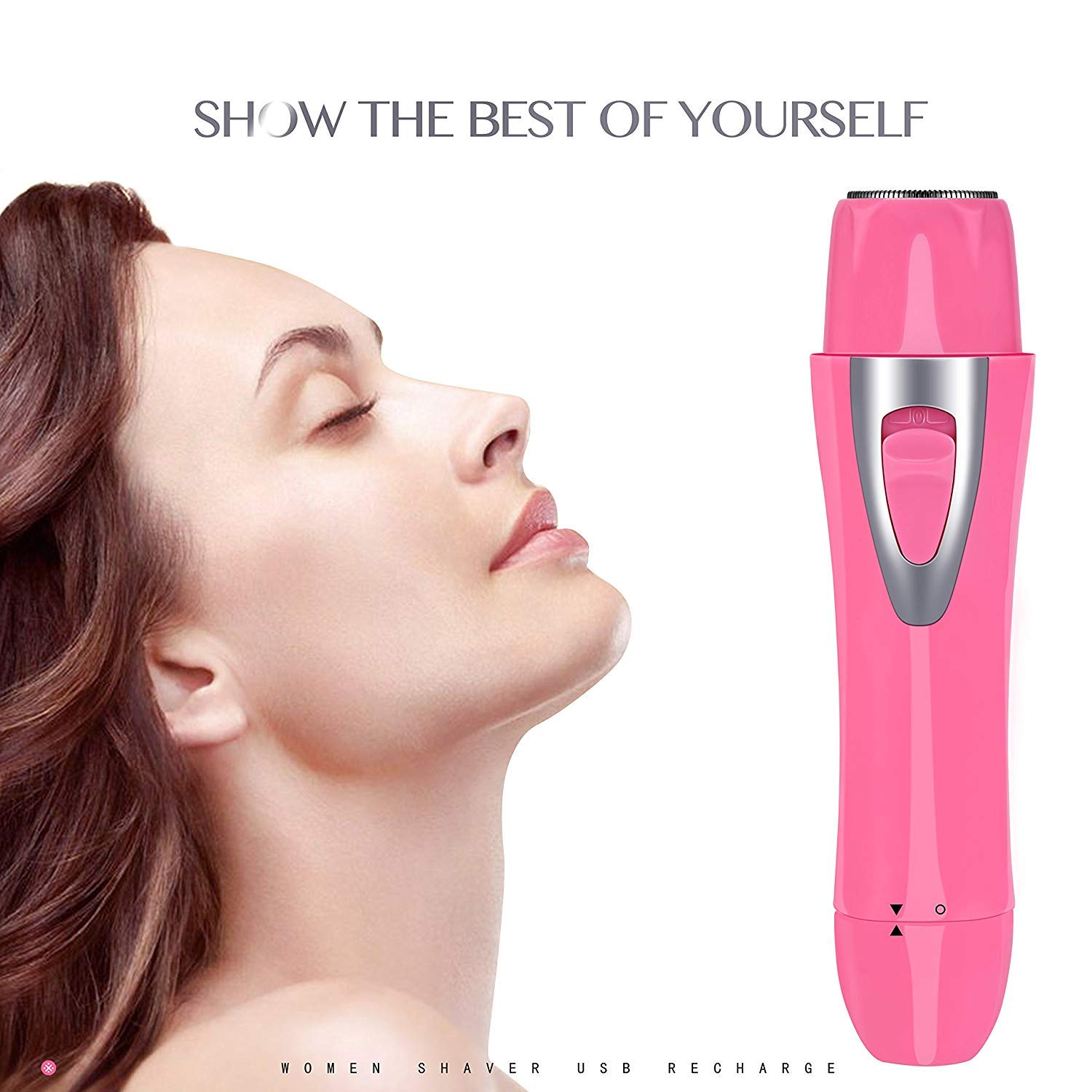 Nose Hair Trimmer Rechargeable for Women, 4 in 1 Kit Facial Body Hair Trimmer Clipper Removal Shaver USB Rechargeable, easy for Home and Travel Use (Pink)