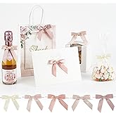 AIMUDI 5 Colors Dusty Rose Bows 2.5" Pink Satin Twist Tie Bows for Gift Wrapping Premade Satin Bows for Making Crafts Treat Bag Baby Shower Birthday Party Wedding Decoration, 50 PCs