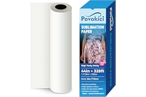 POVOKICI 44 Inch High Tacky Sticky Sublimation Paper 44" x 328´ 100gsm Sublimation Transfer Paper Roll for Polyester Clothing Spandex Textiles