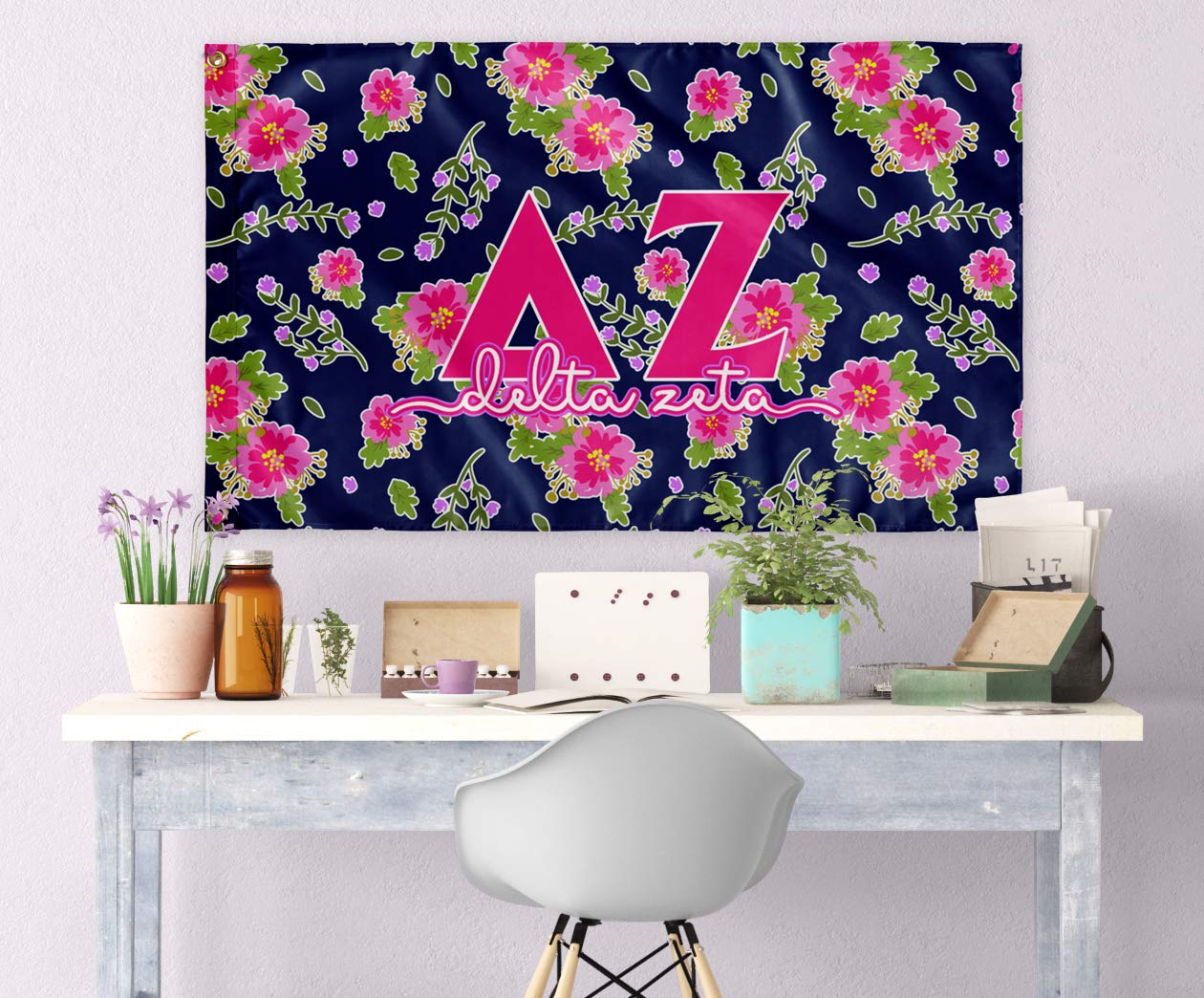 Amazon Com Delta Zeta Sorority 3 X 5 Foot Flag Blue And Pink