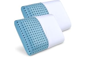 Pharmedoc Cooling Memory Foam Pillows, 2 Pack, Ventilated Cool Blue Bed Pillow, Reading and Bed Rest Pillows, Standard, Back Sleeper and Side Sleeper Support, Sleeping Pillows for Adults