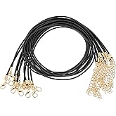 HARFINGTON 10pcs Waxed Necklace Cord Bulk, 18 Inches and 2mm Dia Necklace String Rope with Clasp for Pendants, Bracelets, Necklaces, Jewelry Making Beading Supplies,Black