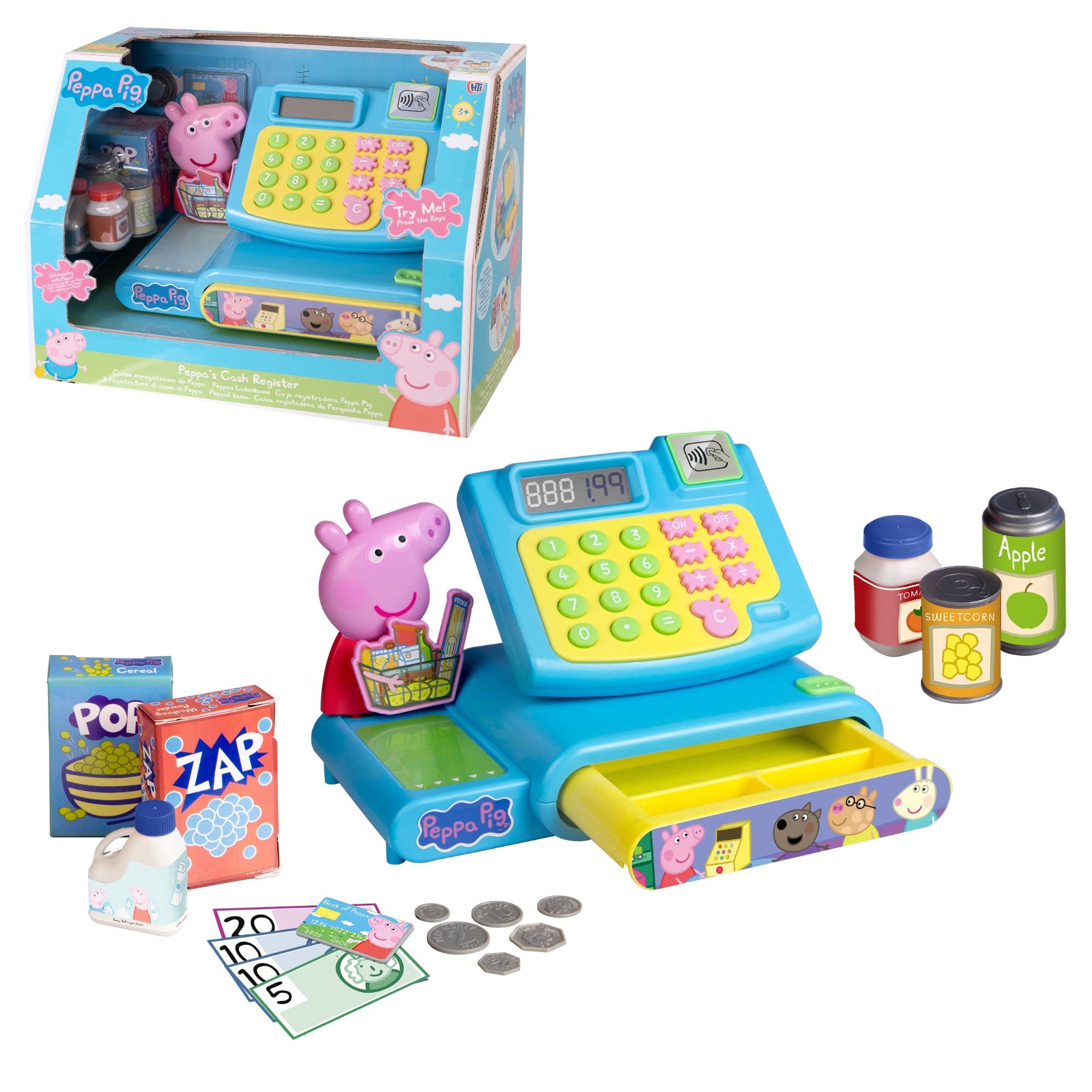 Peppa Pig Toy Cash Register Set | Pretend Shopping Play Money Machine & Grocery Food Playset For Boys and Girls